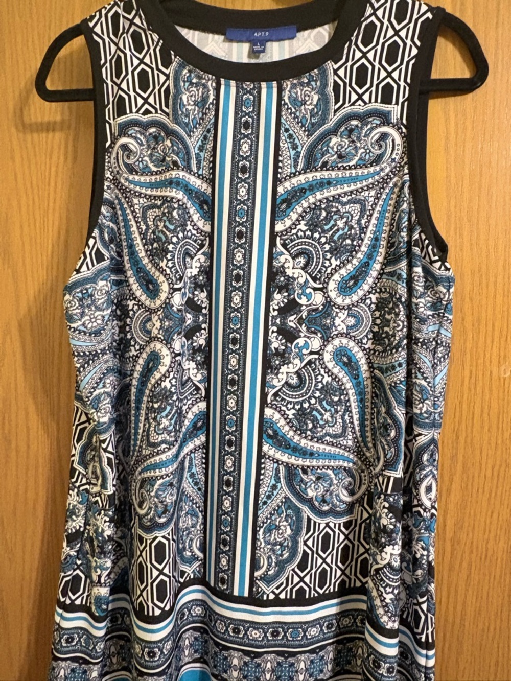 Apt. 9 Black, Blue and White Paisley Tank Top